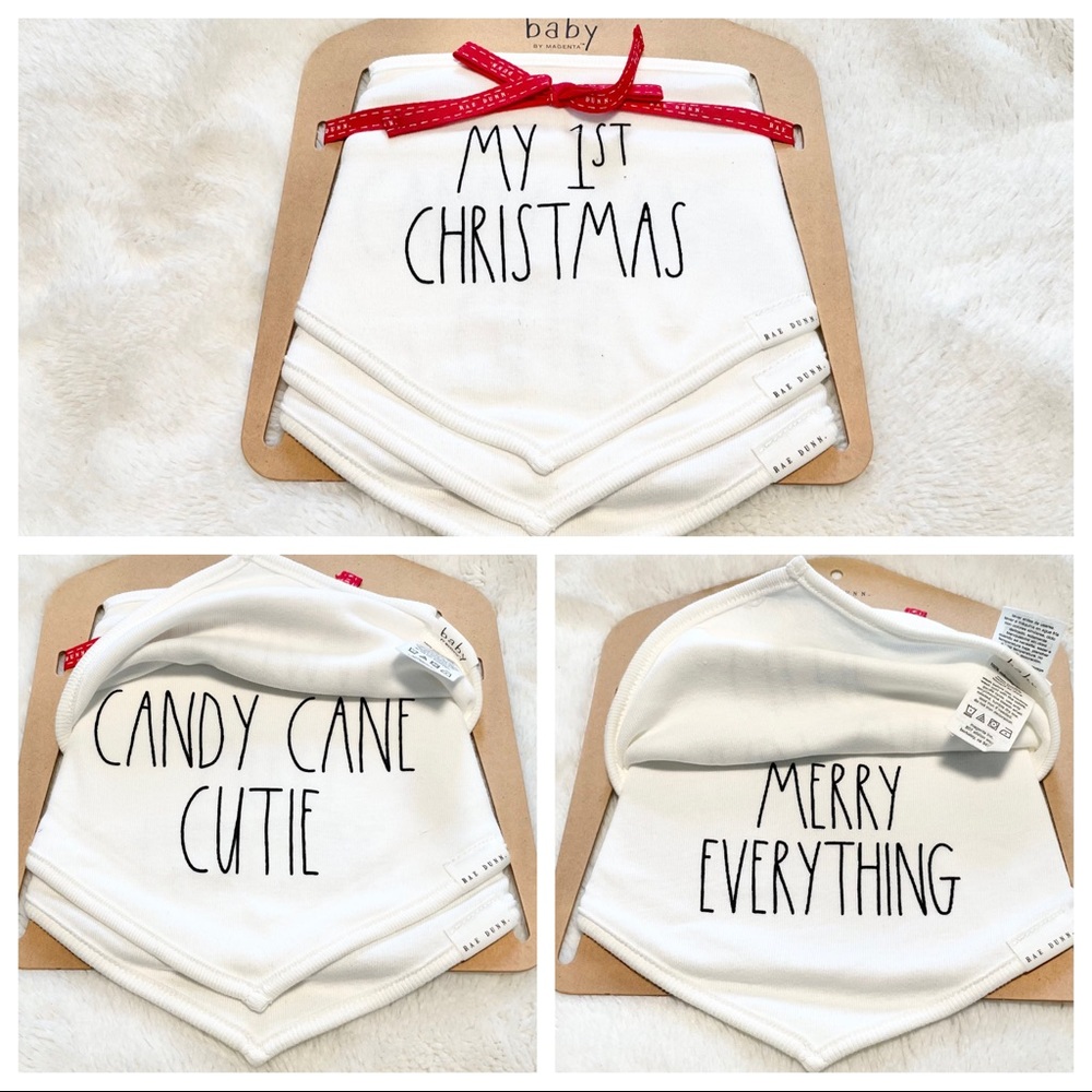 🆕Rae Dunn 3PK MY 1ST CHRISTMAS Bandana Bibs